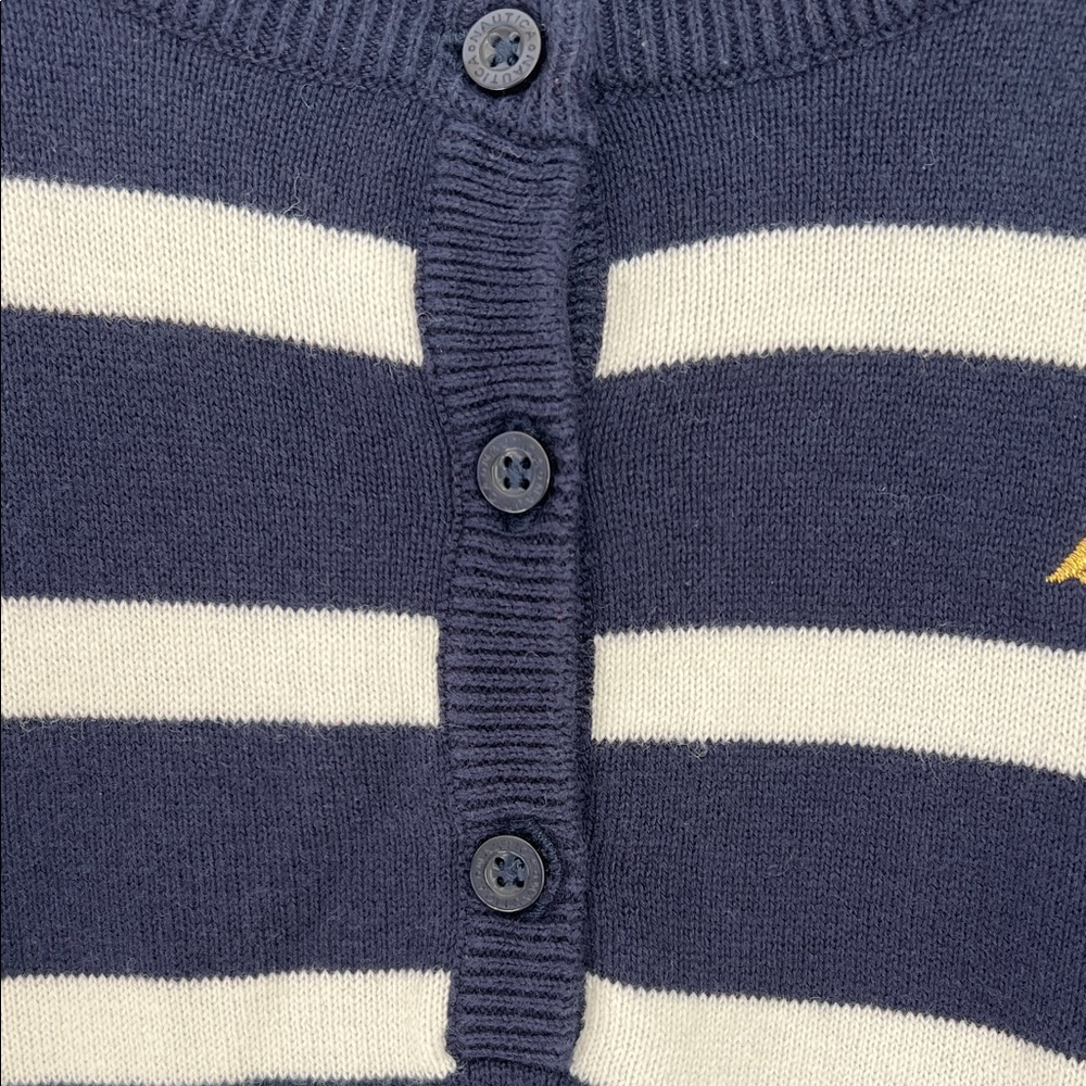 Nautica Navy and White Striped Crewneck Henley Sweater NWT - Picture 6 of 12
